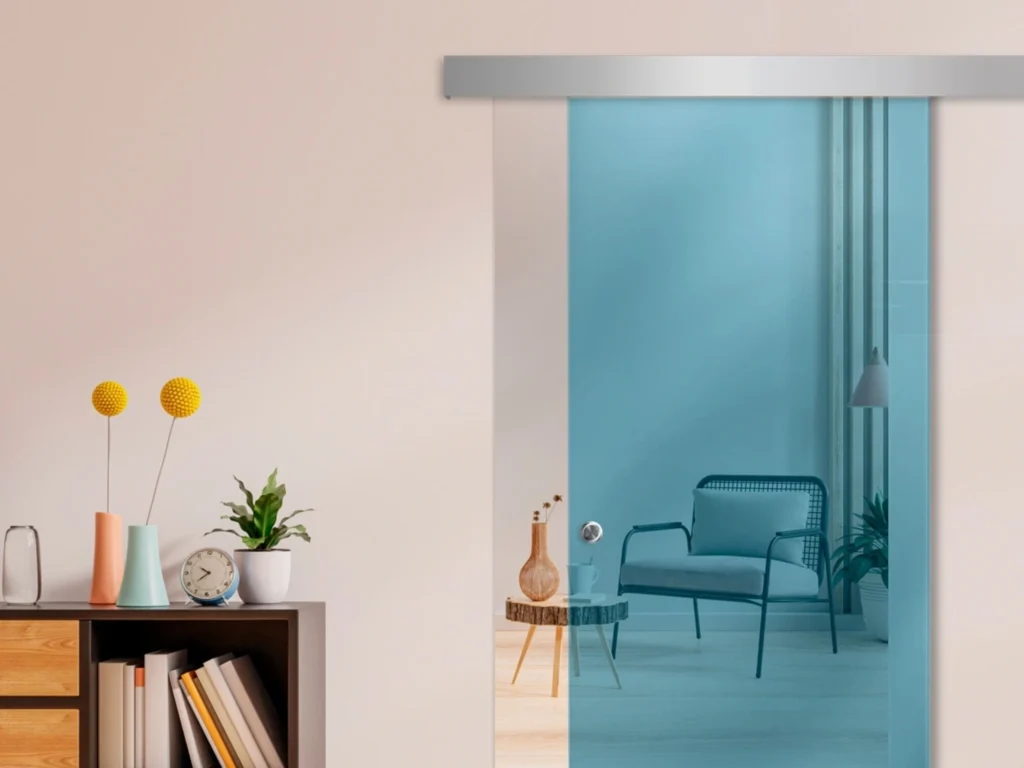 6mm blue tinted toughened glass door