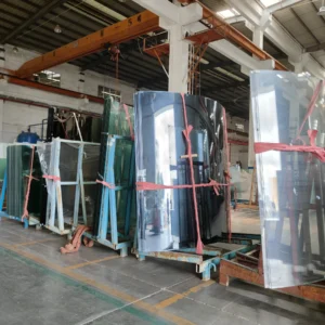 Curved blue tinted toughened glass