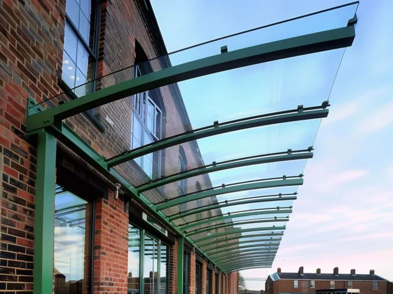 commercial cantilever glass canopy