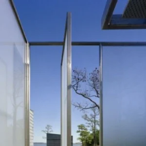 white bathroom with glass shower