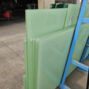 Green printed ceramic frit glass panel