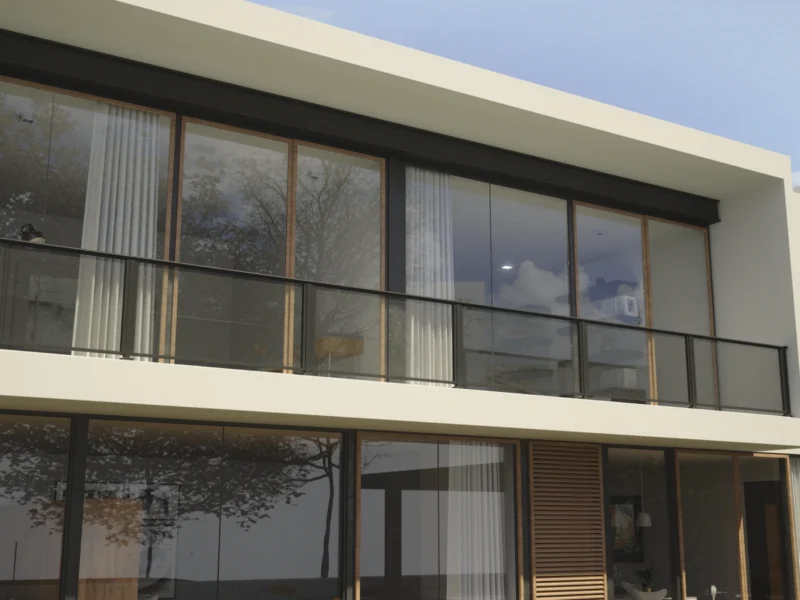 aluminum framed glass railing