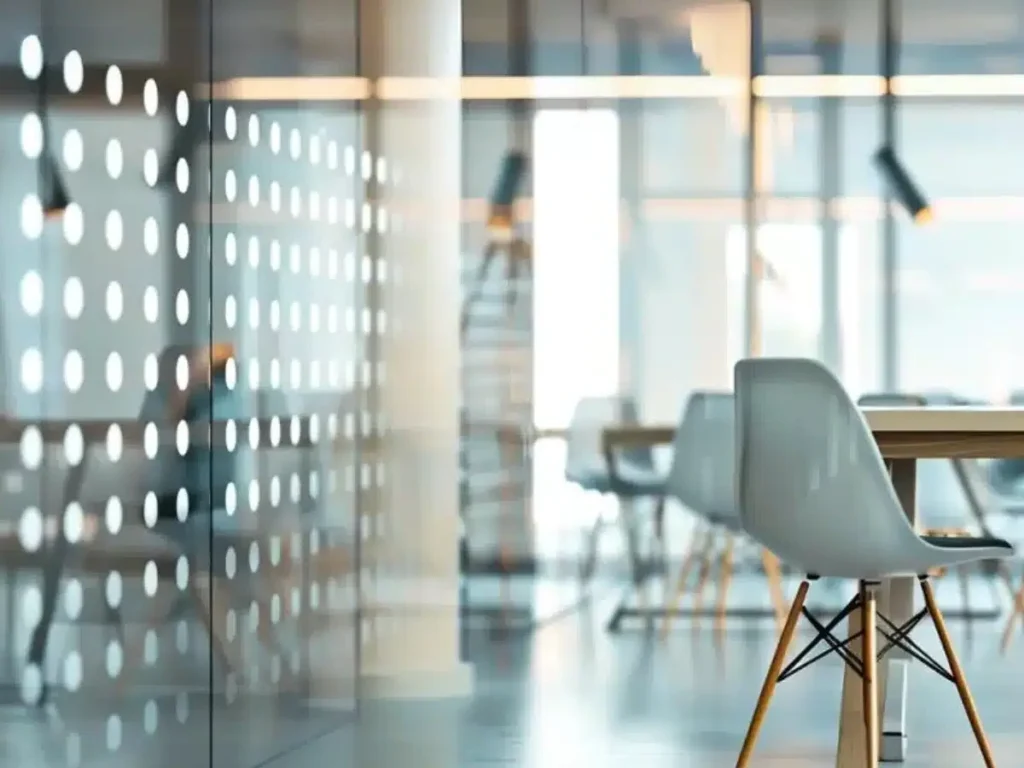 dots ceramic frit glass office wall